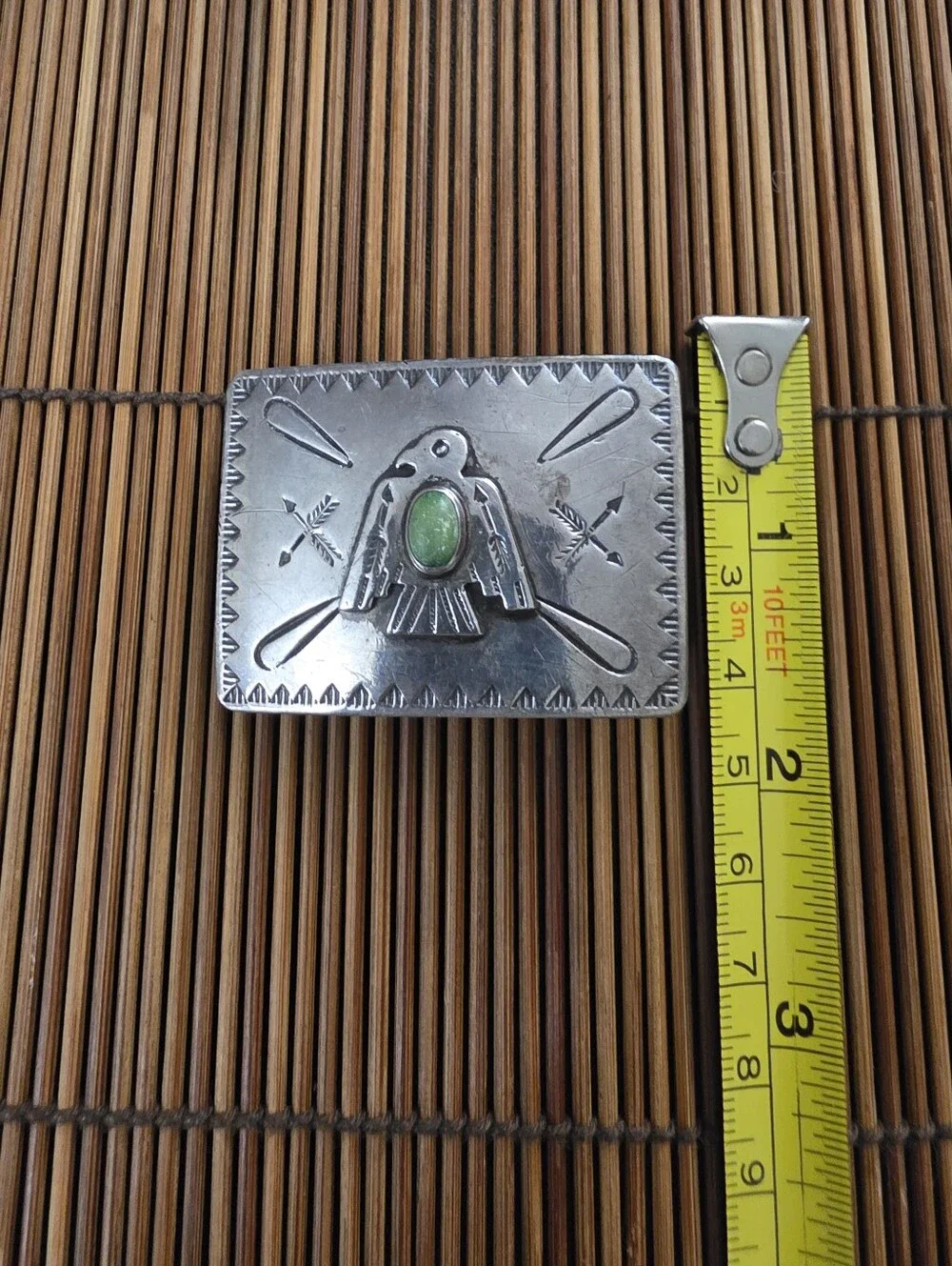 Sterling Silver Turquoise Thunderbird Belt Buckle (Vintage)
